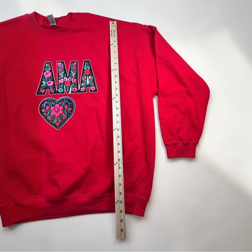 Mama Floral Graphic Sweatshirt Red | Cozy Mom Crewneck 3XL - Picture 8 of 10